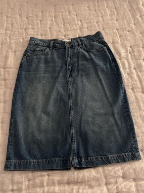 Boden Denim Midi Skirt in Dark Blue